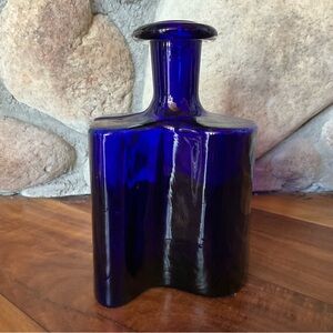 Mod Holmegaard Hivert Blue Art Glass Bottle By Hjørdis Olsson & Charlotte Rude